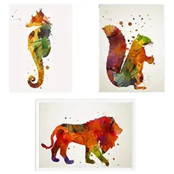 POSTER Set Mit 3 Tiere, Land- Und Meertiere A3 Rahmenlos