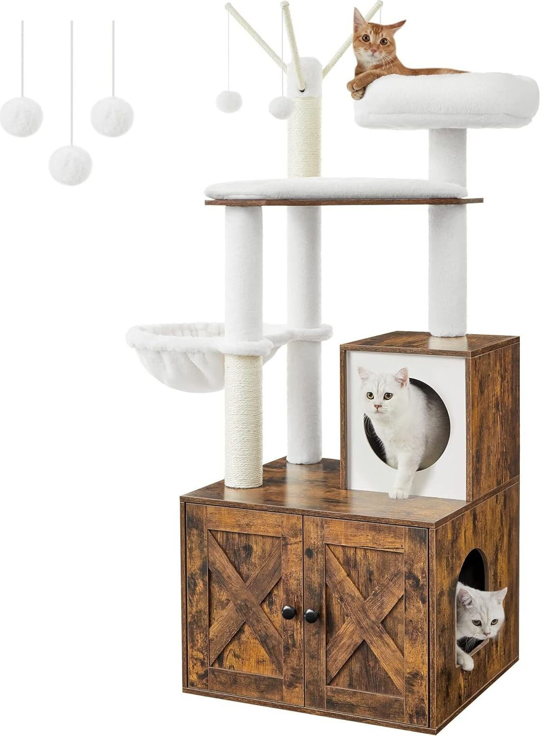Feandrea Krabpaal met kattenbak, vintage bruin
