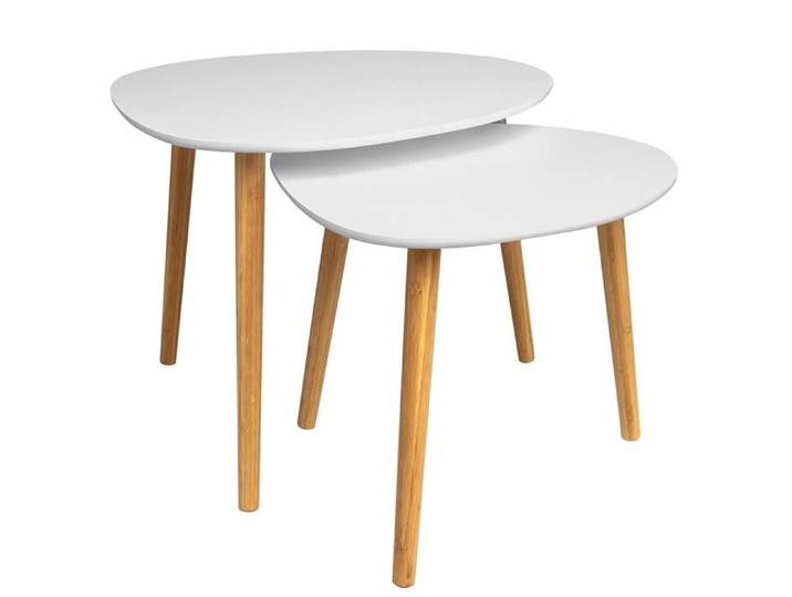 Deux tables basses blanches pour le salon begryf 55x53x42 39x39x40