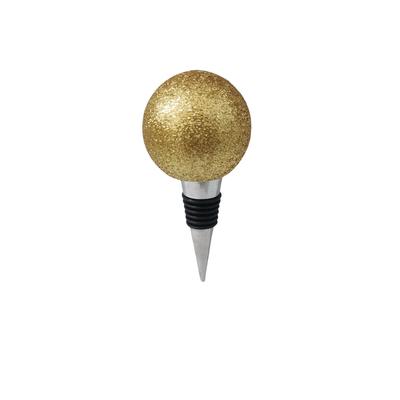 Flaschenverschluss AM DESIGN "Kugel", gold, B:5cm H:8cm L:5cm, Polyresin, Flaschenverschlüsse, 3er Set, 5x9 cm