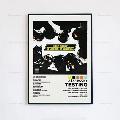 Inspired Finds ASAP Rocky Testing Album Cover Canvas Poster Aesthetic Wall Art testing Vol 2 7.87x11.81in No Frame