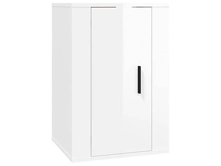 KUPTYERFG TV Wandschrank Hochglanz Weiß Hängeschrank 40x34,5x60 cm Platzsparende TV Konsole für Wohnzimmer und Schlafzimmer mit 2 Fächern, flexibler Tür und robuster Oberplatte.