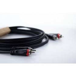 Cordial 14835 Cinch Audio Anschlusskabel [2x Cinch-Stecker - 2x Cinch-Stecker] 1 m Schwarz PVC-Mantel, Zwillingsleitung