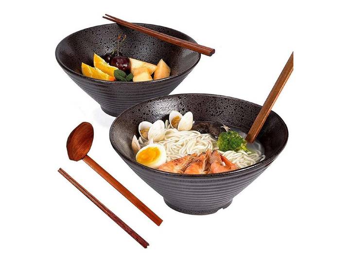 LuxusKollektion Suppenschüssel Japanische Ramen Schüssel Keramik 2 Sets 1000ml Vintage Salatschüssel, Keramik