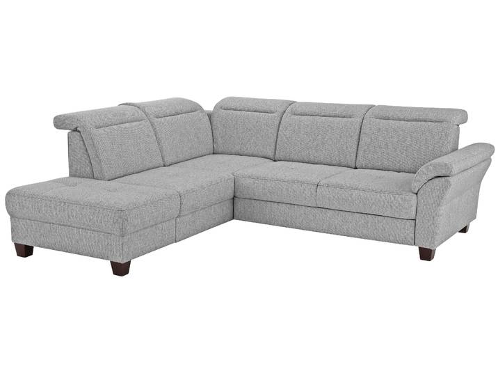 Ecksofa, Luxus-Microfaser, Silber, 260×235 cm, mit Bettfunktion & Kopfteilverstellung, Klassisch, Home-affaire
