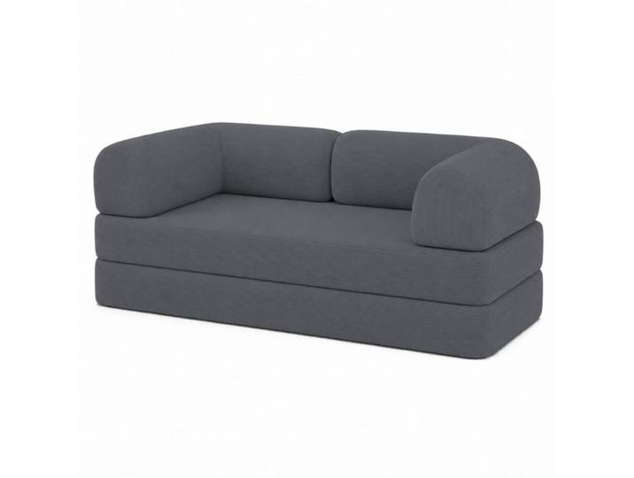 Canapé lit compressé modulable en velours côtelé 90x180 cm gris