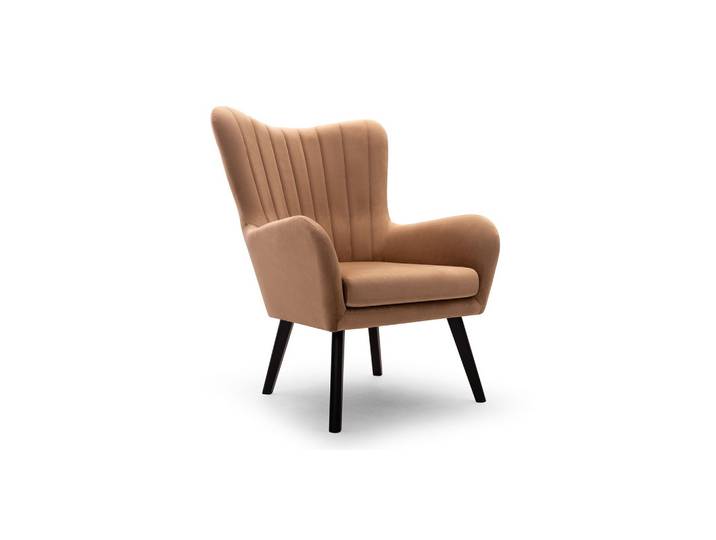 SESSEL DINA, Klassisch Loungesessel ergonomisch, Velours-Stoff Braun