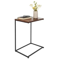 Relaxdays Beistelltisch in C-Form Dunkelbraun,Schwarz