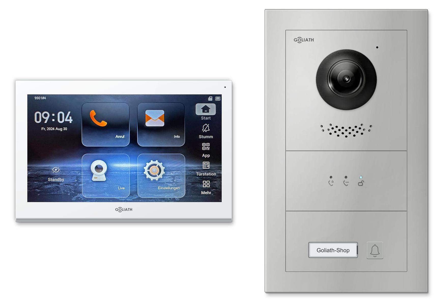 Goliath Premium IP GL-IPH100 Video-Türsprechanlage, 1 Familie, 1× 10 Zoll Weiß, Silber, Unterputz