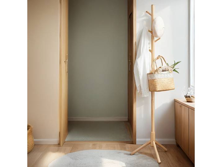 Massiver Garderobenständer Blompa 47 x 175 x 47cm Braun/Gummibaum