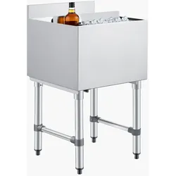 VEVOR Gastronomie Eisbehälter 46,7 L, Edelstahl Untertheken-Eisbehälter 455 x 455 x 850 mm mit Schiebedeckel, Flaschenhaltern & Verstellbaren Füßen, für Bar, Restaurant & Pub, NSF-Zertifiziert