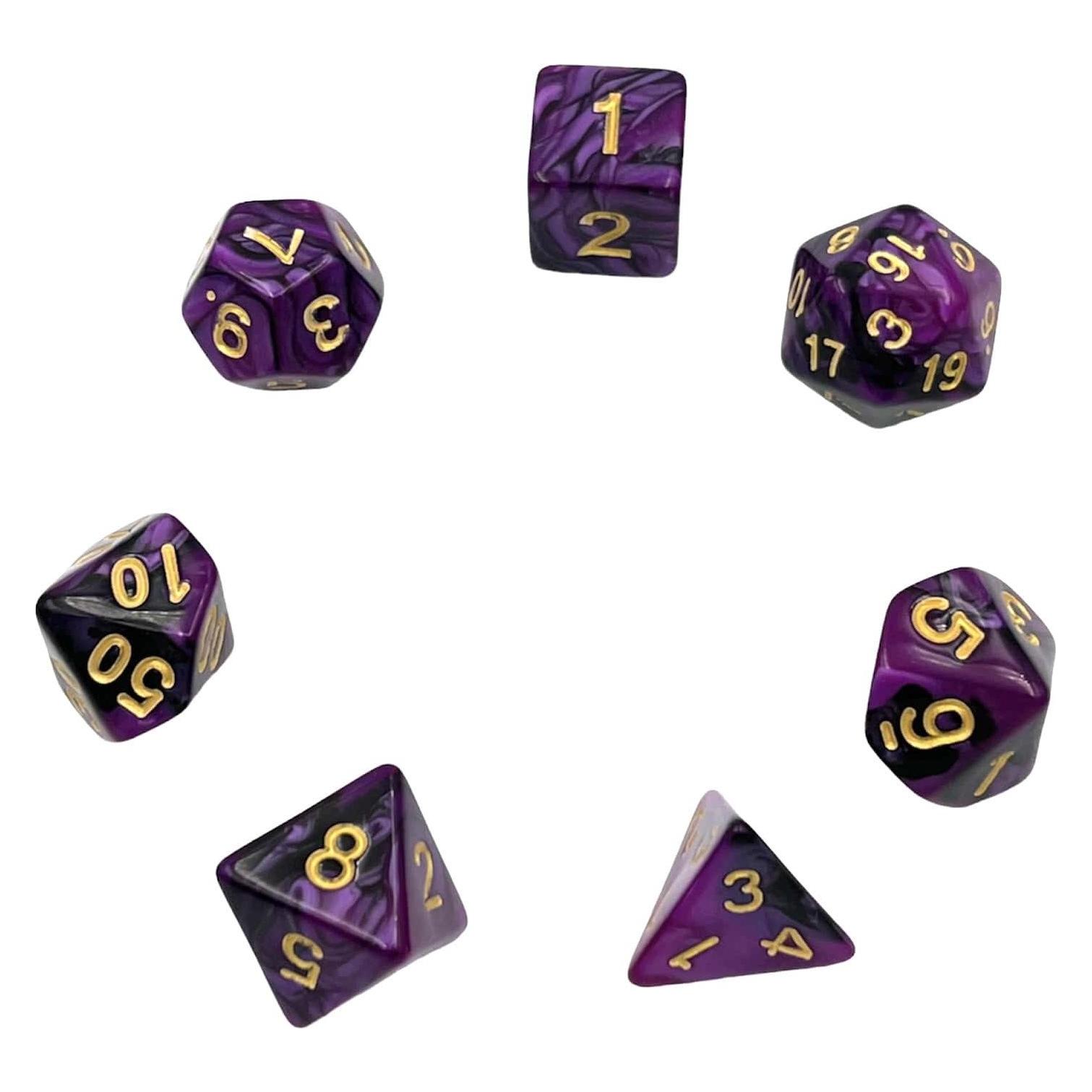 Dice4friends Würfelset Racing: Black/Purple (7) (DIC37384)