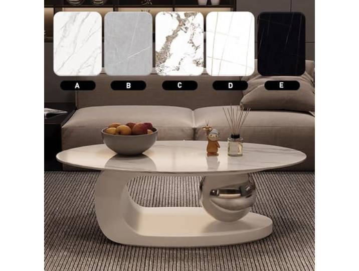ZCFLWR Luxuriöser Couchtisch aus Marmor mit Goldener Metallhalterung und Steinarbeitsplatte – Elegantes Styling, einzigartiges Design, leicht zu reinigen