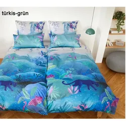 Elegante Bettwäsche Fairytale - 135x200 cm + 80x80 cm	türkis-grün
