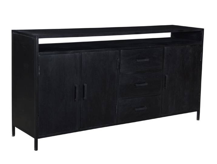 Natur24 Sideboard Kala Sideboard 180x85x40 cm Mangoholz Stahl Schwarz