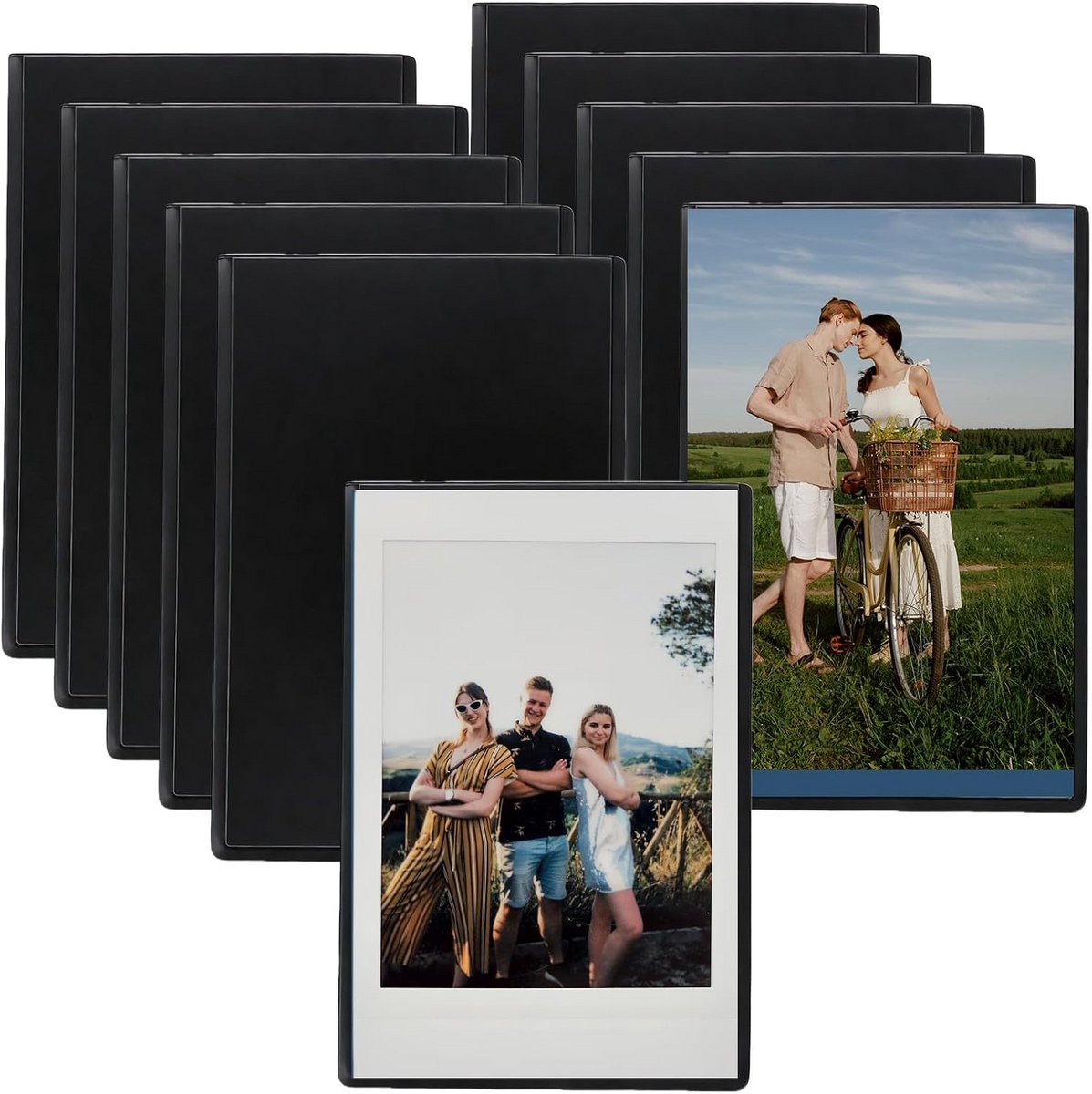 Set van 10 magnetische fotolijstjes zwart voor koelkast en magnetische oppervlakken