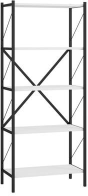 Costway 5-Tier Tall Bookshelf Industrial Bookcase with Heavy-Duty Metal Frame Modern Storage-White