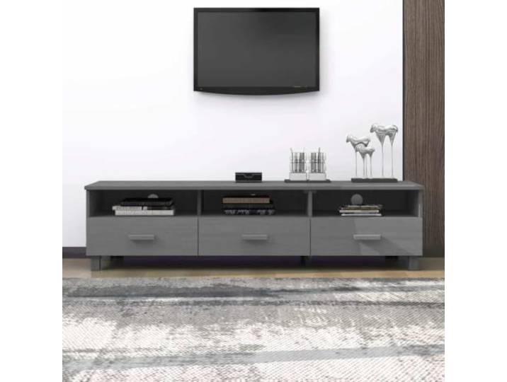 HEFZGDB TV-Schrank HAMAR Dunkelgrau 158x40x40 cm Massivholz Kiefer mit 3 Schubladen und 3 Fächern für Multimedia Geräte und Stauraum