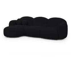 ECKSOFA Nuvola mit abgerundetem Design Schwarz Bouclé-Stoff - Ottomane Links