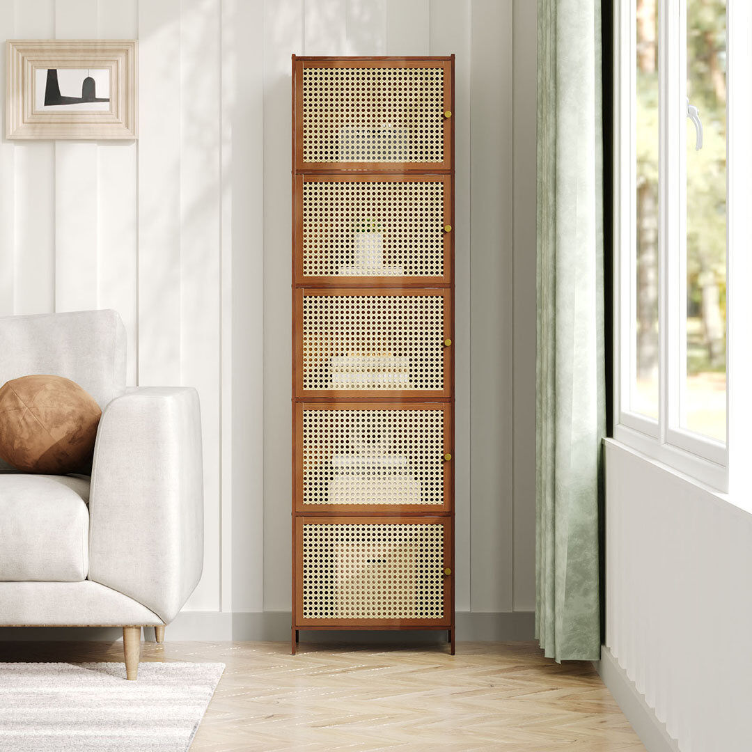 Bay Isle Home 43 cm W Bookcase Brown；Light Wood；Translucent (5 Shelves) 155cm H x 43cm W x 32cm D