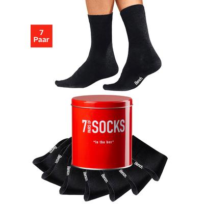 Businesssocken BENCH. "Damen und Herren Unisex Basic für Sport und Freizeit", Mädchen, Gr. 35-38, schwarz, Baumwolle, Baumwollmischung, Elasthan, Polyamid, unifarben, elastisch, Socken, in der praktischen Dose