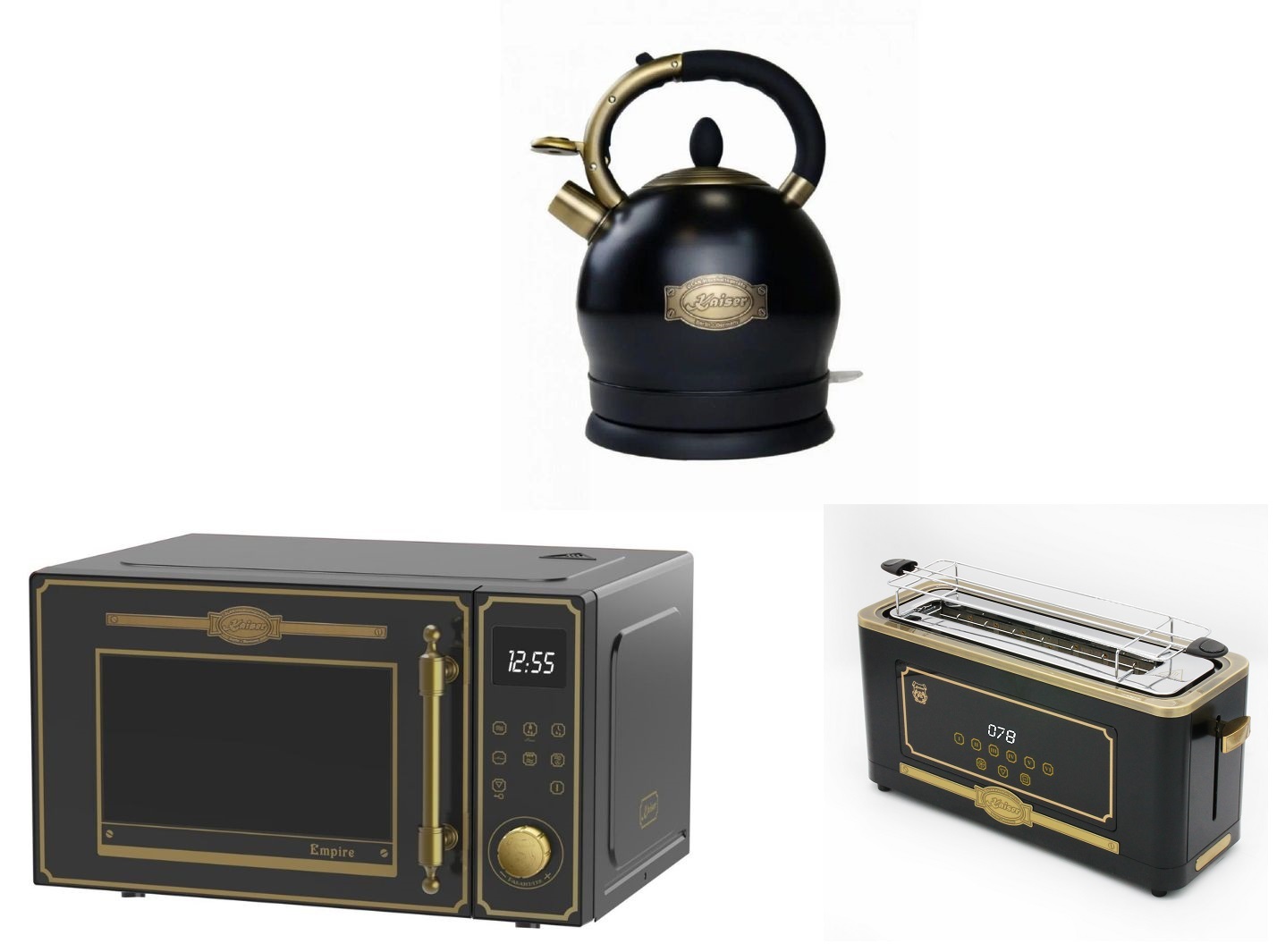Kaiser Empire M 2530 Em Retro Mikrowelle 25L+T 4000 Em Retro-Toaster +WK 2000 Em Retro Wasserkocher