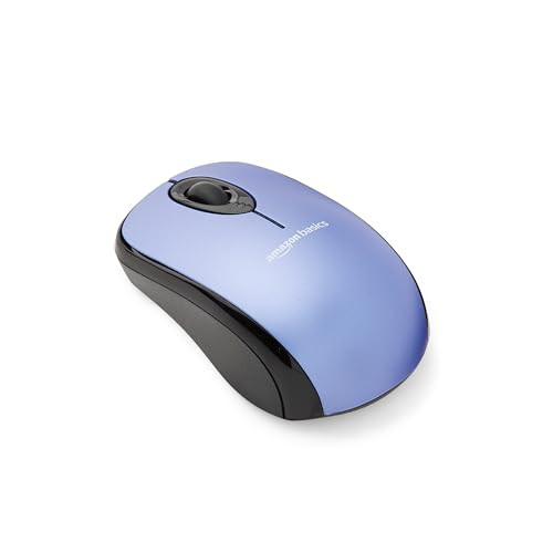 Amazon Basics Draadloze computermuis met nano-USB-ontvanger, blauw