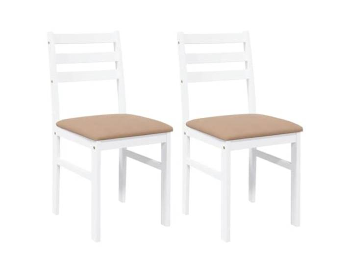 HKLGBVCR Esszimmerstühle mit Kissen, 2 Stück, weiß, Massivholz Massives Gummibaumholz, inklusive Kissen, ergonomische Rückenlehnen, Ess- und Wohnzimmer