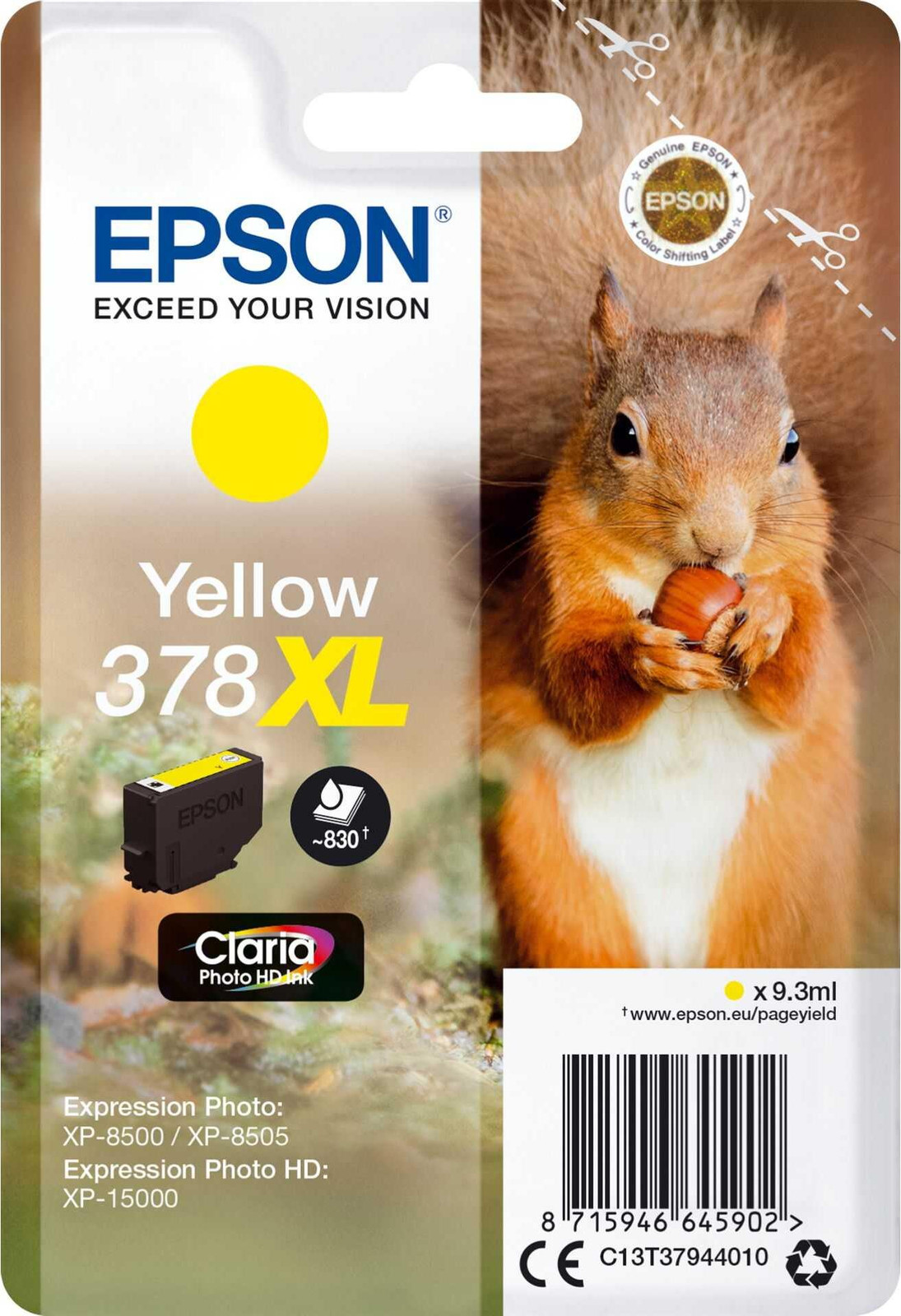 Epson C13T37944010 Claria Photo HD 378 XL Tintenpatrone Geel