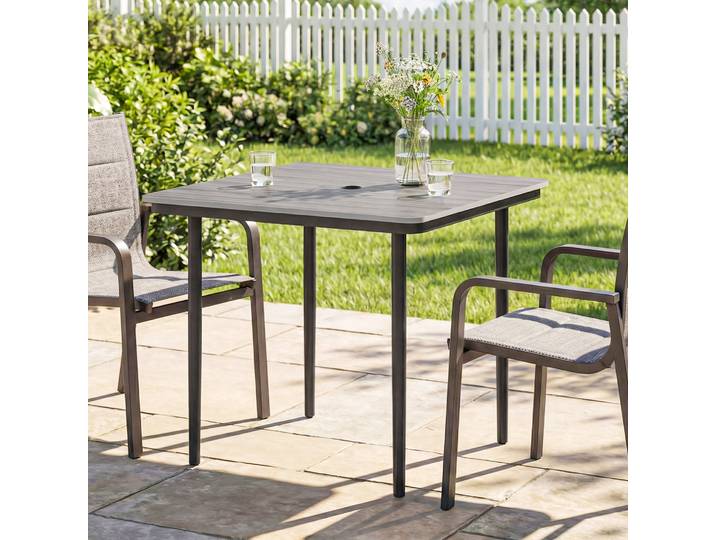 Outsunny Table Jardin Rectangulaire 4 Pers. Extérieur Gris 85x85x72,5cm