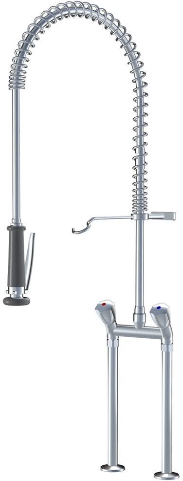 KWC Gastro two-handle sink bridge mixer with dishwashing spray for professional kitchen K.24.42.62.000C71