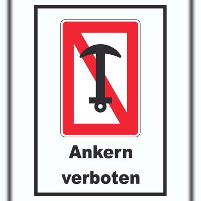 HB-Druck Ankern verboten Schild A1 Rückseite selbstklebend