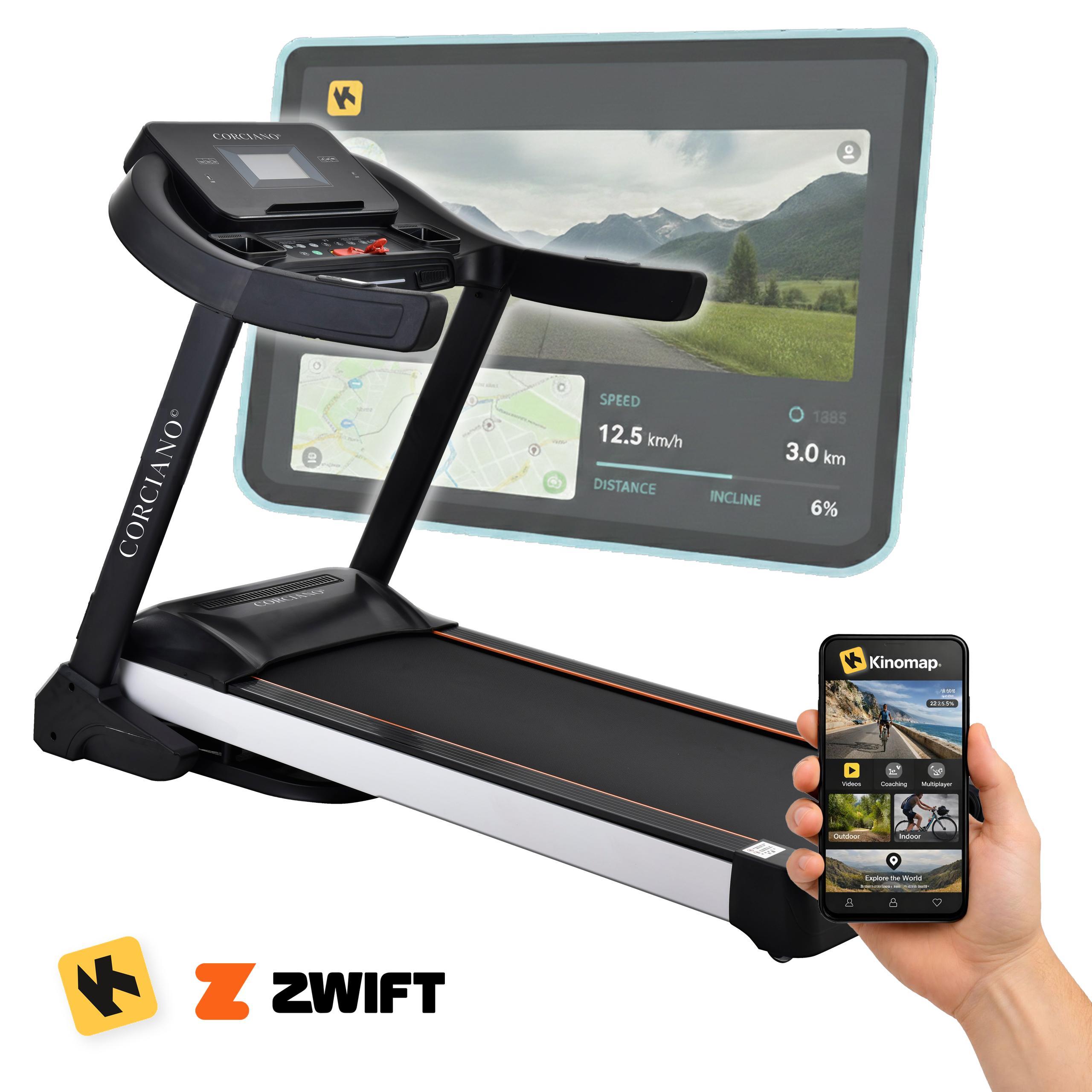 Elektrisches Laufband FORZA von Corciano - klappbar, maximale Belastbarkeit 180 kg