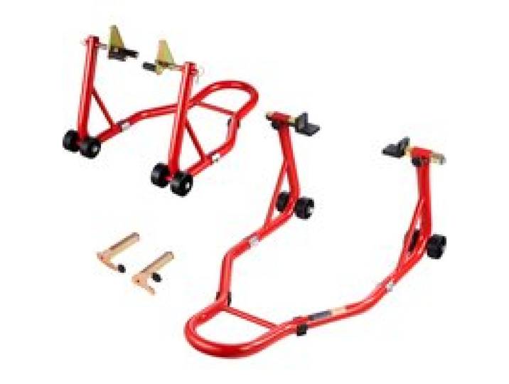 SucceBuy Motorcycle Stand Lift 850lbs Voor Achter Combo Stand Lift Voorwiel Dual-Vork Stand Achter U + L Vork Achterbrug Spool Stand