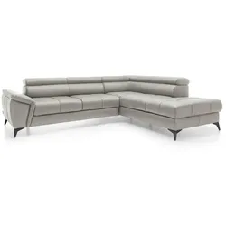 Ecksofa Mocca Leder Grau Hellgrau