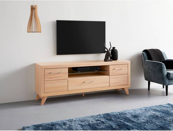 Lowboard, Massivholz, Braun, 171×55×42 cm, Mit Softclose-Funktion, VOGL MÖBELFABRIK