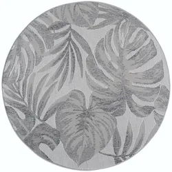 Teppich Outdoor Tropische Blätter Wetterfest Waschbar Strapazierfähig Balkon Terrasse Grau 120x120 OEKO-TEX – VENTOUX von Kadima Design