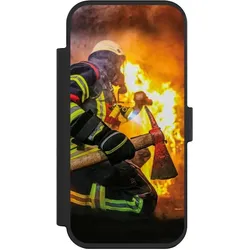 Nivocase Klapphülle für Apple iPhone Air Handyhülle aus Kunst Leder NIVOflip schwarz Feuer Feuerwehr (Apple iPhone Air), Smartphone Hülle, Schwarz