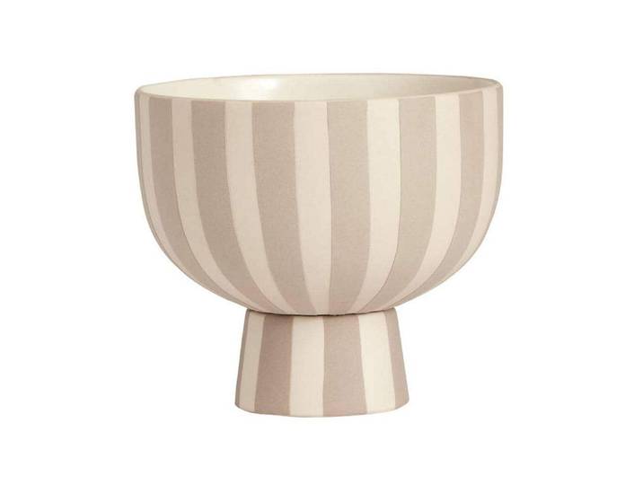 Dekoschale OYOY Toppu , beige (grau, weiß), B:15cm H:13cm T:15cm, Keramik, Dekoschalen, Dekoschale