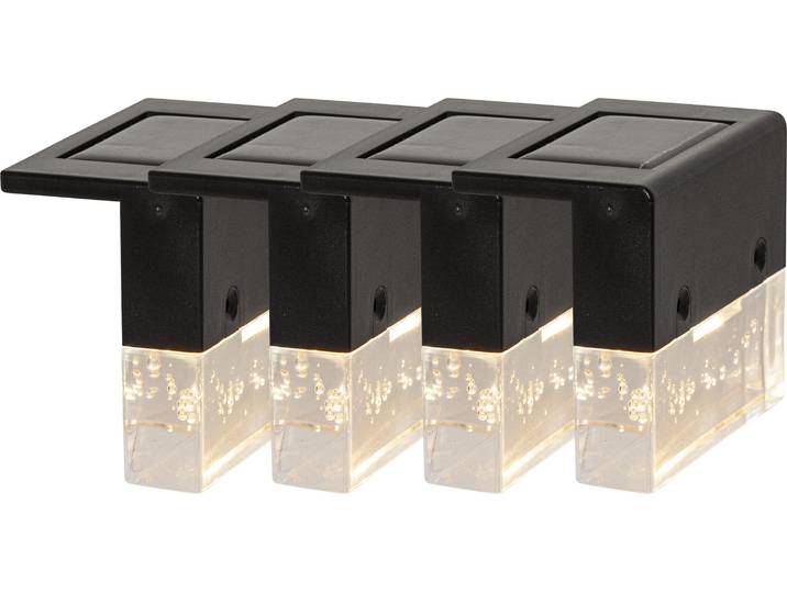 LED Solarleuchte Solar-Wandleuchte Bubbly Fence , schwarz, B:8cm H:6,5cm L:8cm T:4,5cm, PARFORCE TRADITIONAL HUNTING, Leuchten, LED Solarleuchte, 4er-Set, bubbly Acrylteil, Dämmerungssensor