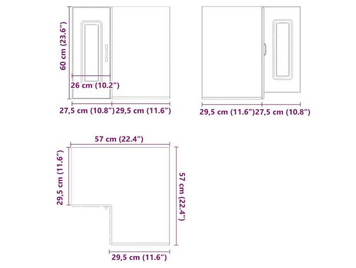 Remise 2026®Caisson haut cuisine Brun - Meuble mural d'angle de cuisine Kalmar - Chêne fumé - 557 3172066