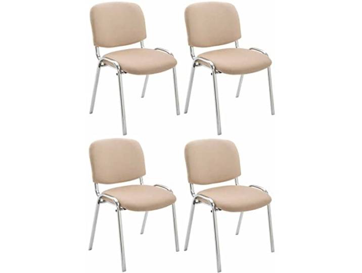 CLP 4er Set Stühle Ken Chrom Stoff I Gepolsterte Sitzfläche Farbe Creme