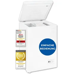 Exquisit Gefriertruhe, Kombigerät, Tiefkühltruhe, 98 Liter, 4-Sterne-Gefrieren, Gefriertruhe klein, Toplader, GT101-E-040E weiss