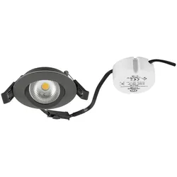 EVN, Deckenleuchte, E44061602 anthrazit pulverbesch LEDEinbaustrahler IP446,5W 3000K 230V, Abstr. 40, schwen (682 lm)