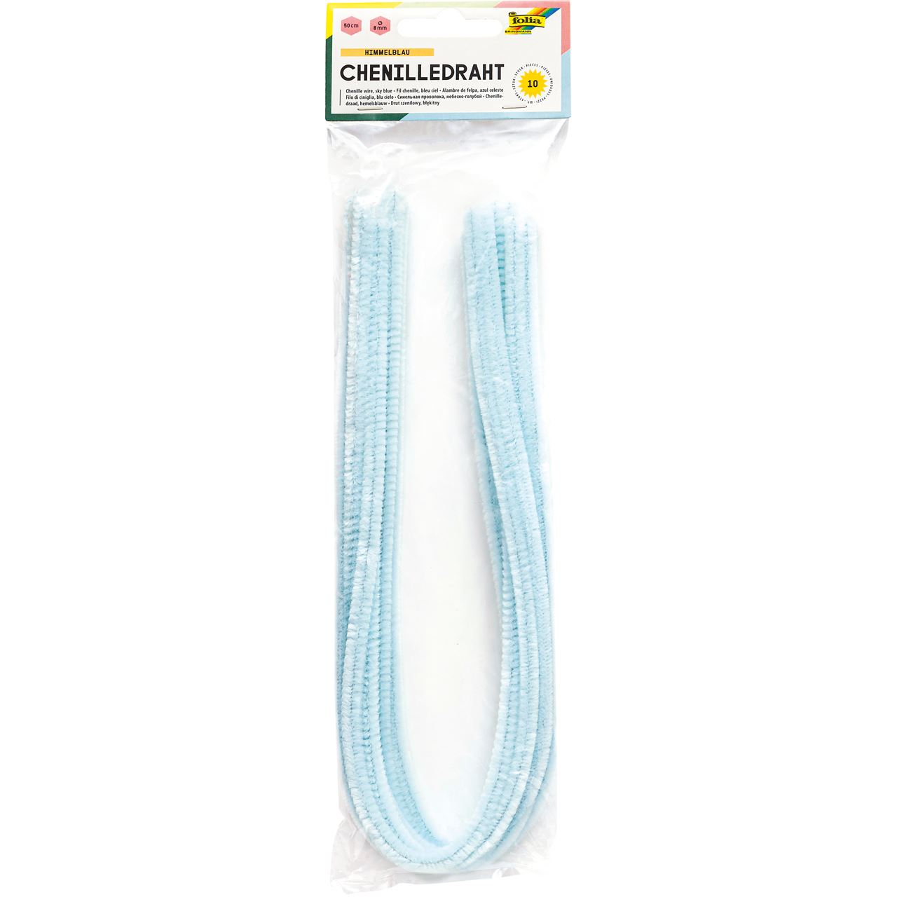 folia Pfeifenreiniger himmelblau Chenilledraht Ø 8,0 mm 10 St.