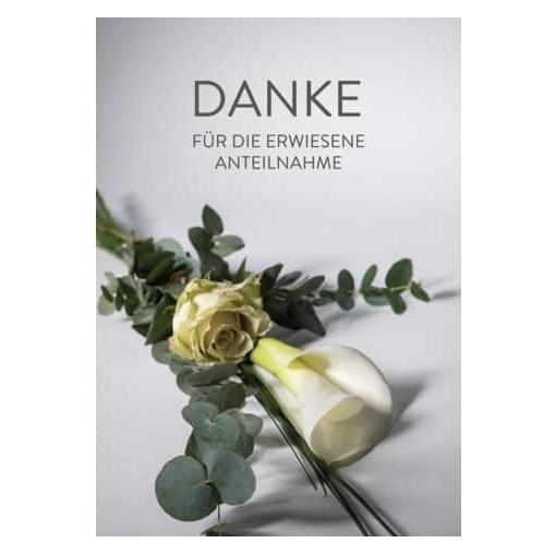 Komma³ Karte Trauer Danksagung Cala und Rose 5 Karten und Umschläge (1 Stk.) (62-018)