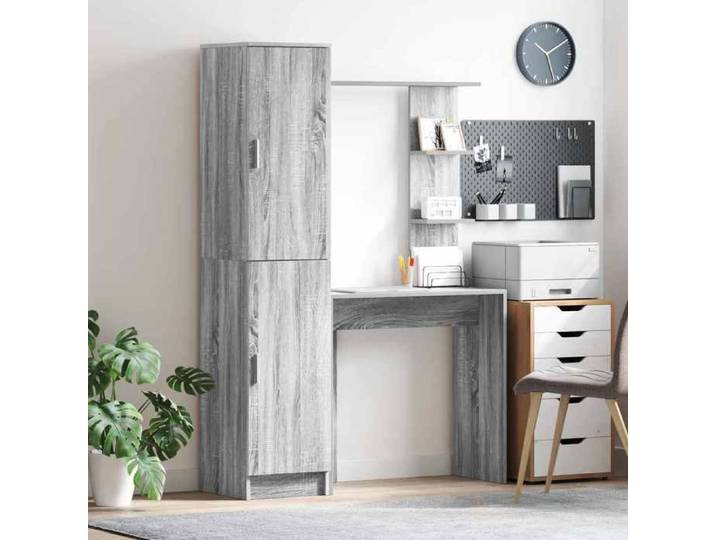 Best 2026  - BUREAU Gris KENNETH - 1 PCS - Table d'écriture 2 pcs Gris Sonoma2996
