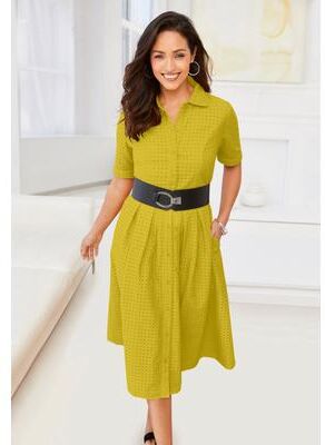 Plus Size Women's Eyelet Shirt Dress by Jessica London in Golden Citrus (Size 14 W)
