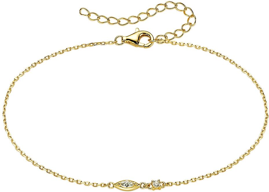 Armband "Armkette mit weißen Zirkonia", gold (gelbgoldfarben, kristallweiß, kristallweiß), ANISTON JEWELRY & WATCHES, Armbänder, 24cm, Silber 925 (Sterlingsilber), Armband, mit Zirkonia (synth.)