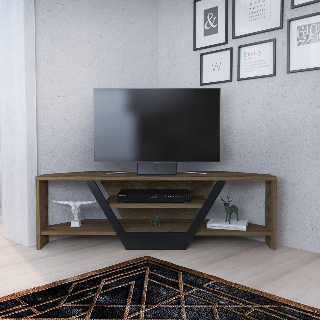 Wade Logan Sigel Corner TV Stand for TVs up to 48" Oud Oak and Black 36.8cm H x 120cm W x 14.6cm D